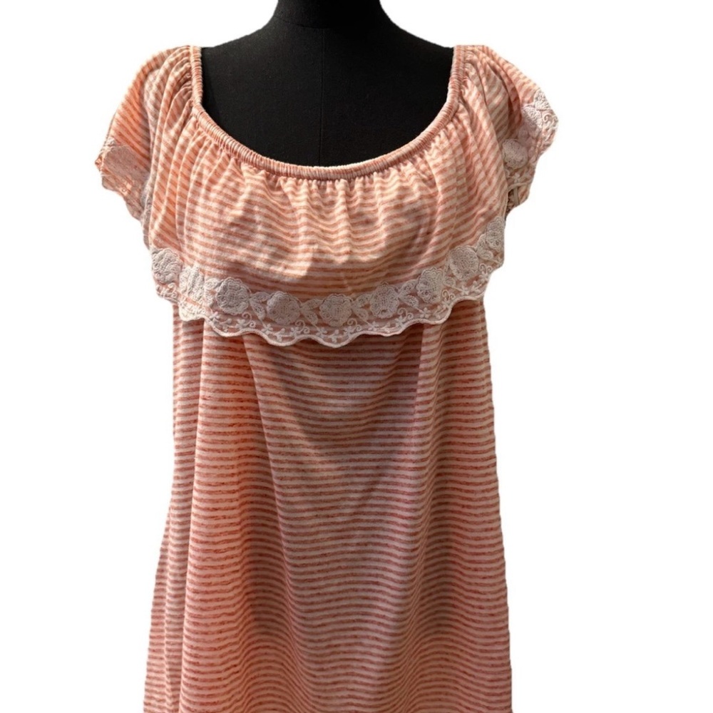 Tommy Hilfiger Short Sleeve Orange & White Embroidered Blouse, Size 2X - Picture 4 of 13